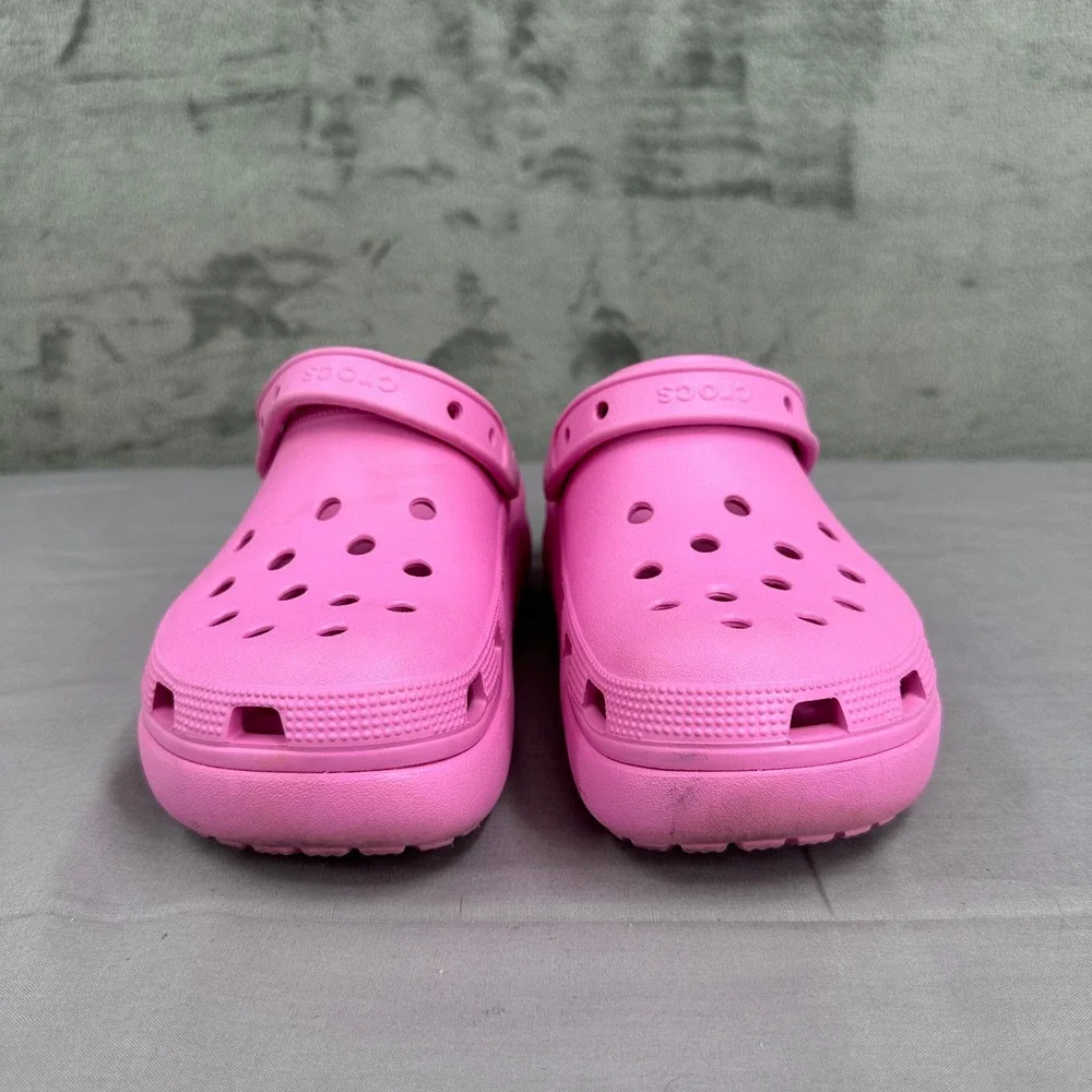 Crocs Cutie Crush Clog Girls Size J6 Pink Platform Lightweight Slip On Shoes
